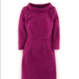 Boden Zoe Dress Ribbed Magenta Funnel Neck Sheath 8 Long